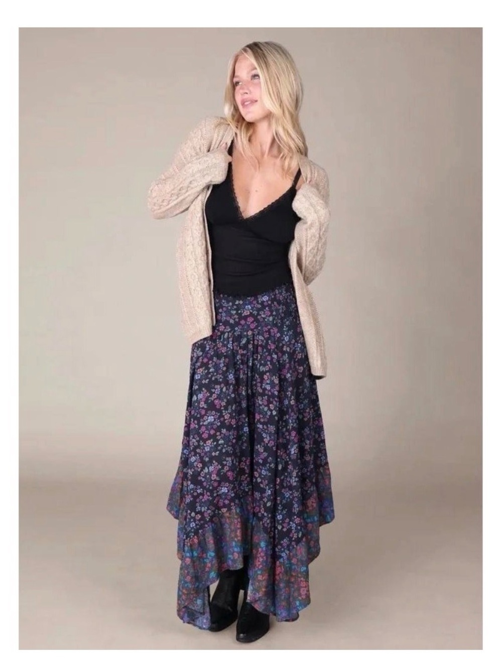 NEW Natural Life Feelin Alive Convertible Midi Skirt Dress Ditsy Floral New!